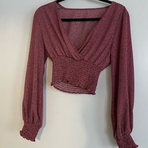 S crop black polka dot blouse